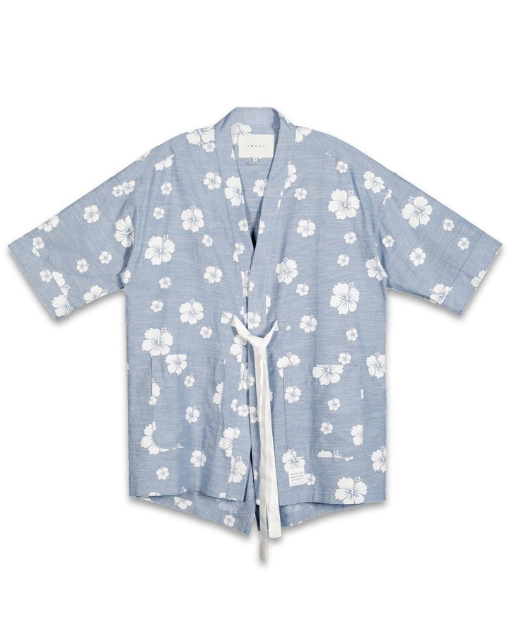 Konus Men's Kimono Shirt w/ Floral Print in Blue by Shop at Konus