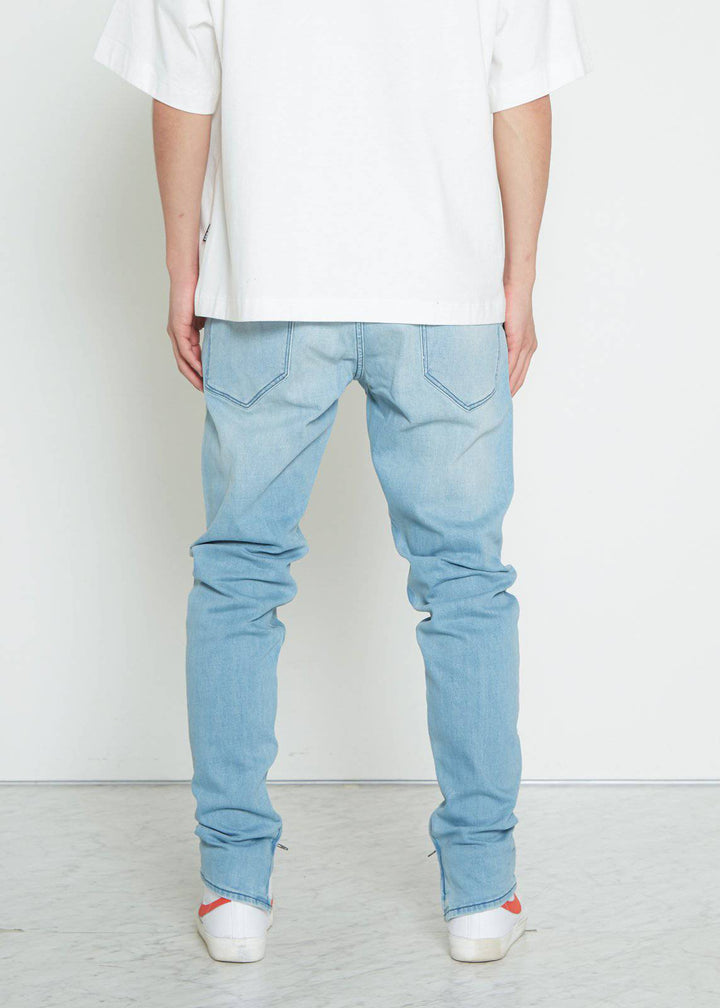 Konus Men's Side Zip Denim in Light Blue Wash by Shop at Konus