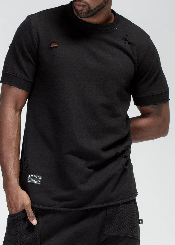 Konus Men's French Terry Short Sleeve Tee w/ Grinding in Black by Shop at Konus