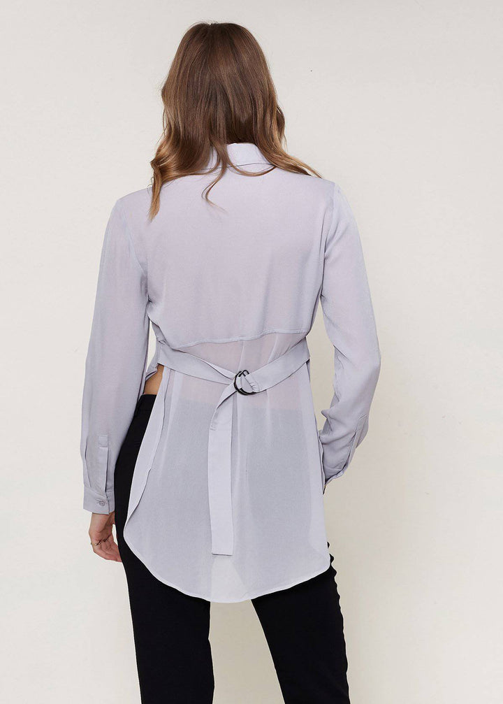 Ro&de Women's Noir Belted Hi-lo Blouse In Dove Silver by Shop at Konus