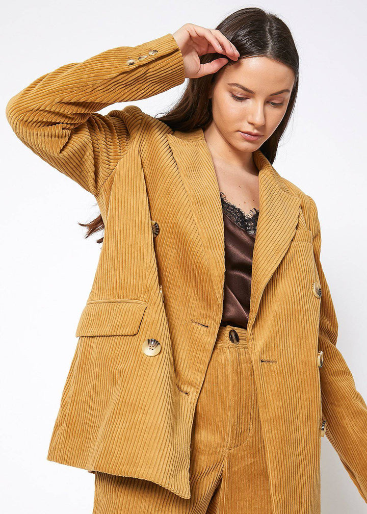 Women's Corduroy Double Breasted Blazer in Dijon by Shop at Konus