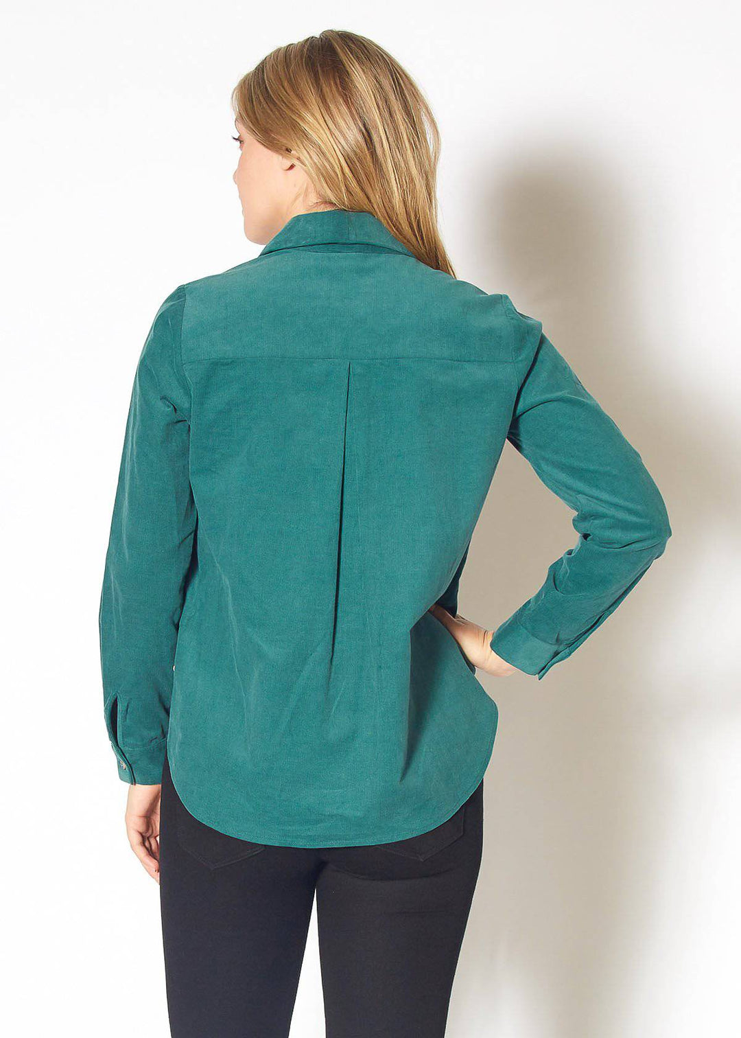 Women's Button Up Corduroy Shirt in Teal by Shop at Konus