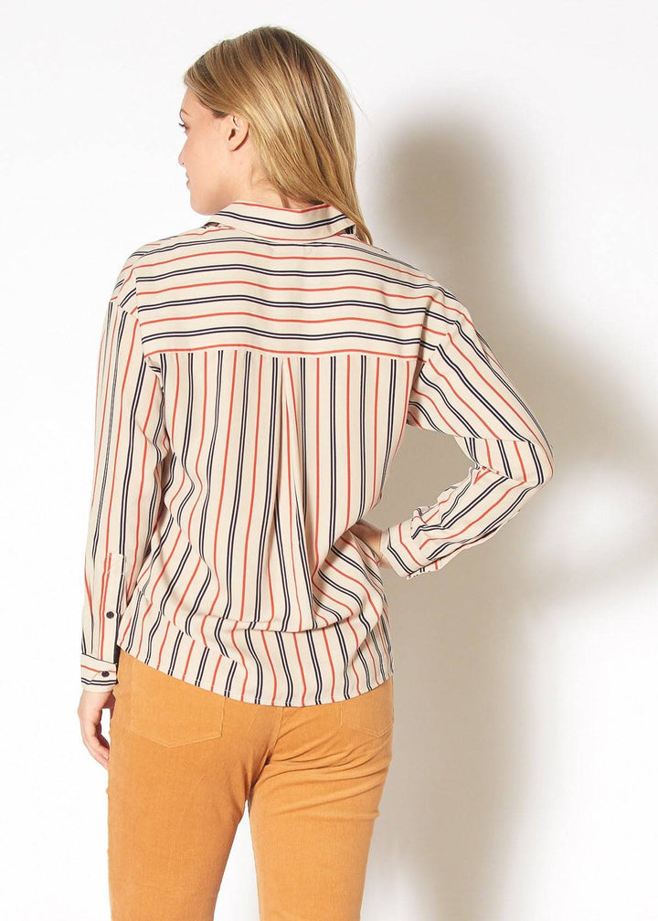 Women's Button Up Multi Stripe Shirt in Multi Stripe by Shop at Konus