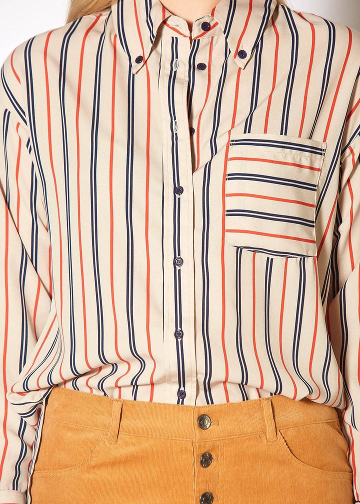 Women's Button Up Multi Stripe Shirt in Multi Stripe by Shop at Konus