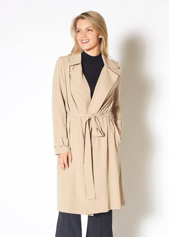 Women's Tie Waist Light Trench Coat in Khaki by Shop at Konus