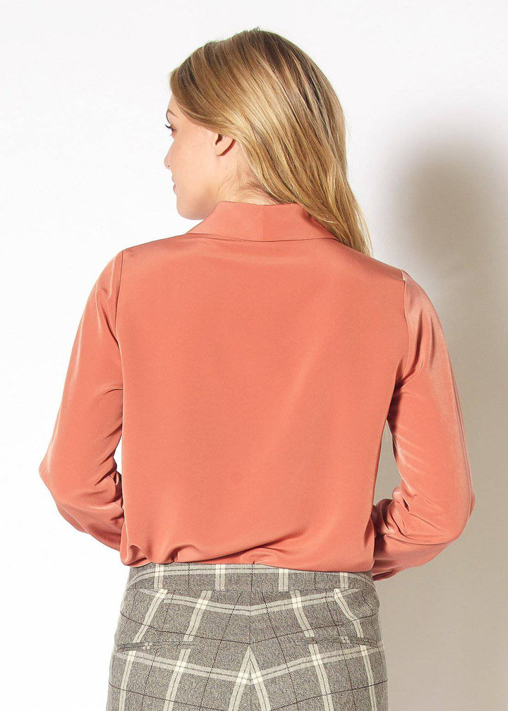 Womens Shawl Collared Shirt in Clay by Shop at Konus