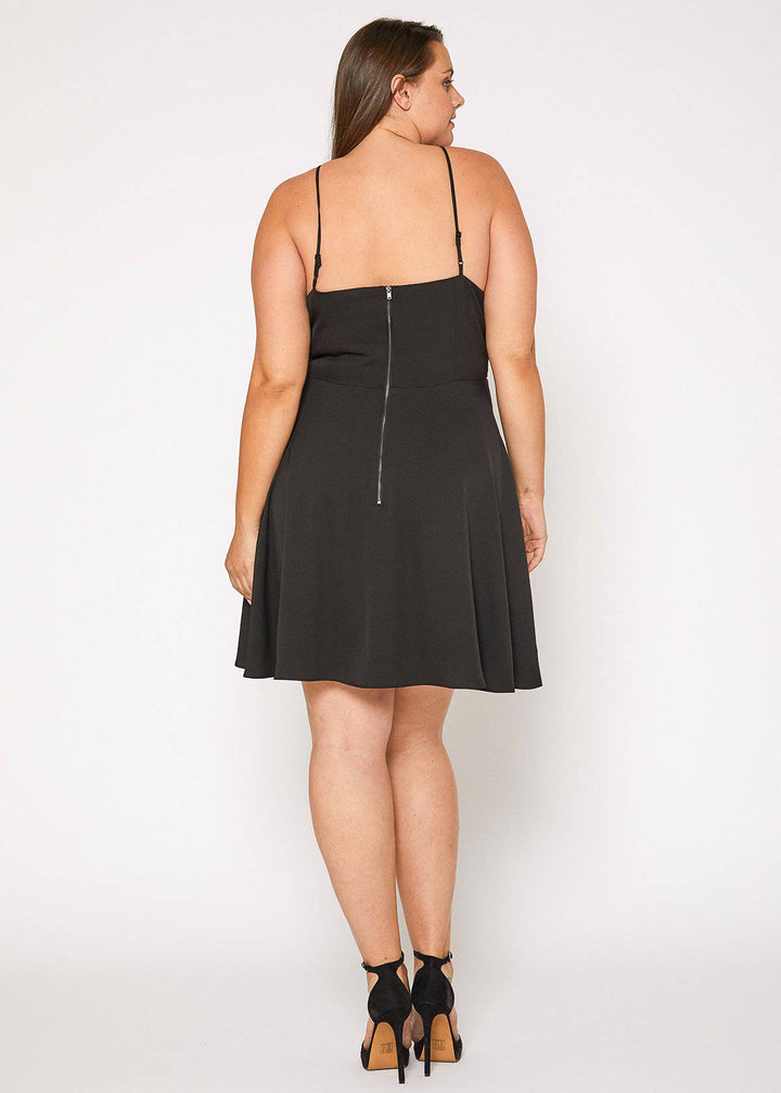 Plus Size V-neck Spaghetti Strap Cocktail Dress in Black by Shop at Konus