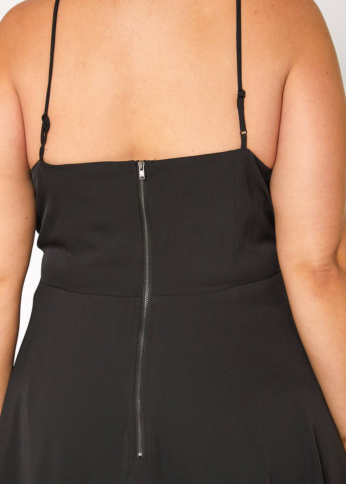 Plus Size V-neck Spaghetti Strap Cocktail Dress in Black by Shop at Konus