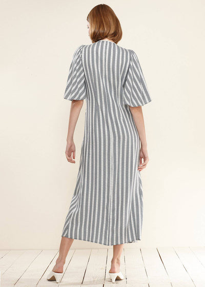 Women's Lace Trim Tie Front Maxi Dress in Ditsy Gingham by Shop at Konus