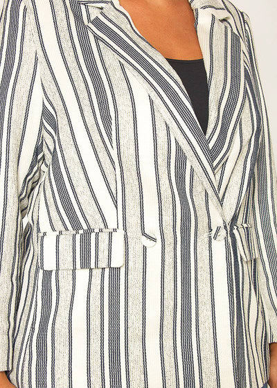 Plus Size Stripe Blazer in Bluewhite by Shop at Konus