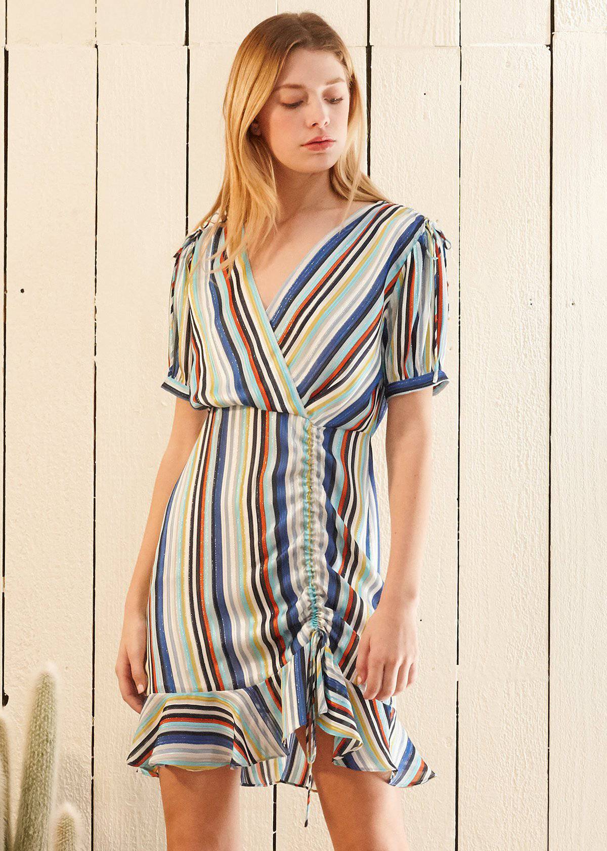 Multi-color Ruched Dress in Beach by Shop at Konus