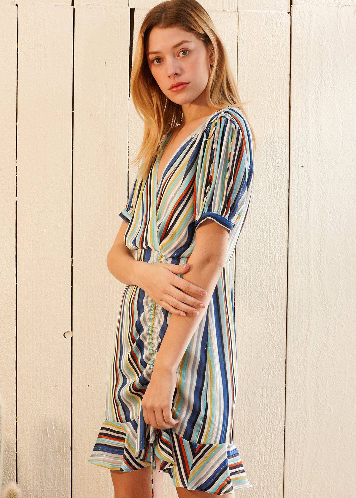 Multi-color Ruched Dress in Beach by Shop at Konus