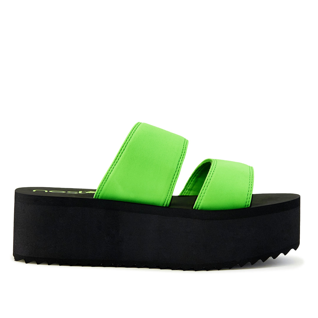 Women's Platform Sandal 2 Band Neon Green by Nest Shoes