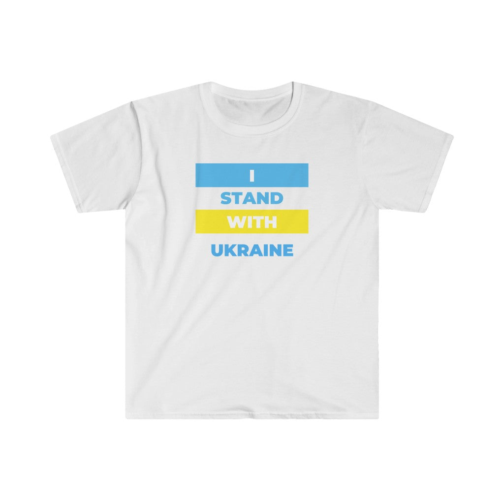 'I Stand With Ukraine' With Blocks Unisex Softstyle T-Shirt