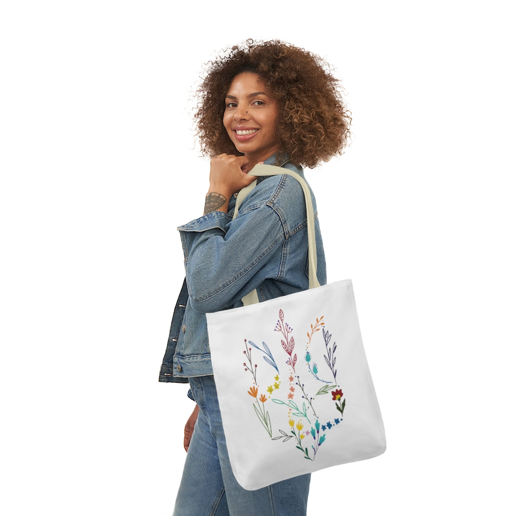 Floral Tryzub Canvas Tote Bag