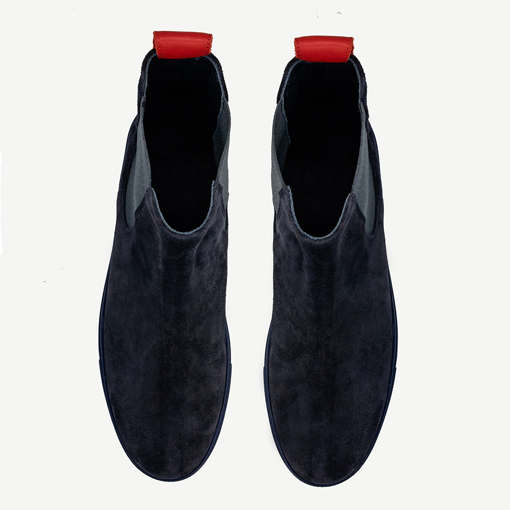 Men's Navy Suede Chelsea Sneaker by Del Toro Shoes