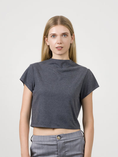 Lucy Mock Neck Knit Top Grey by Lenviera