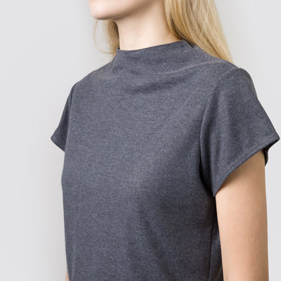 Lucy Mock Neck Knit Top Grey by Lenviera