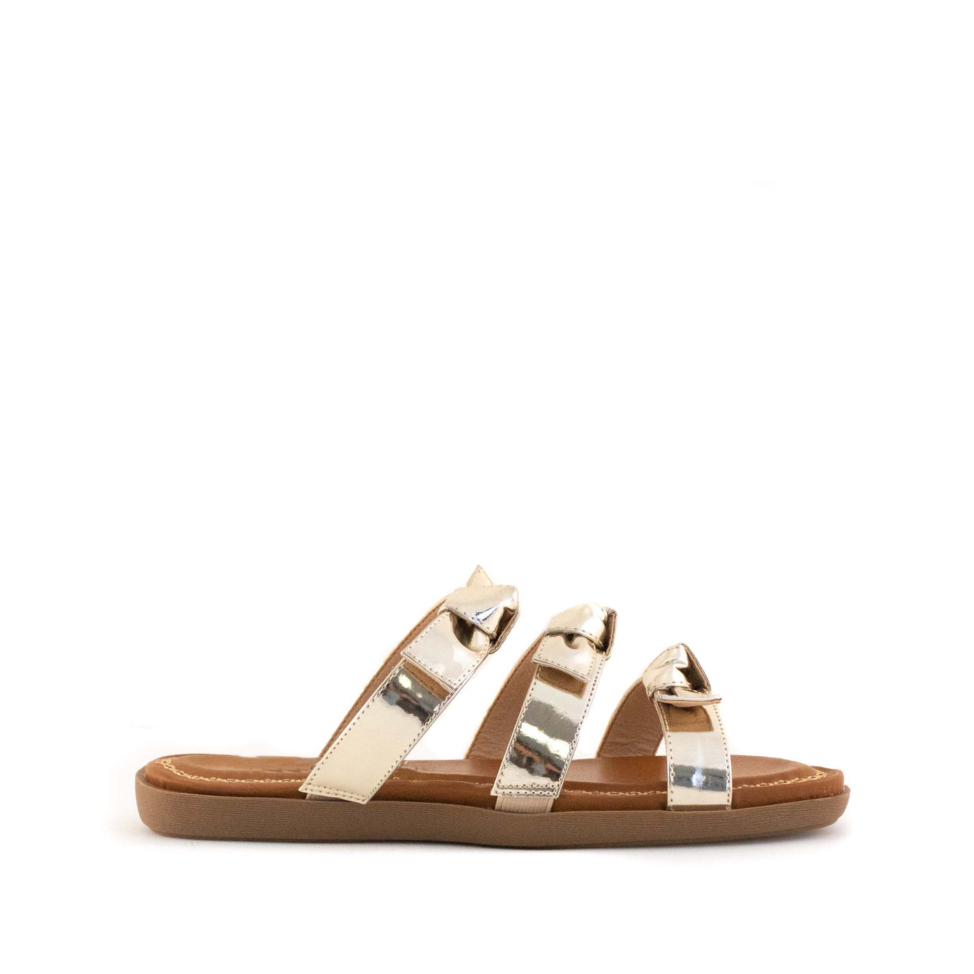 Women's Bristol Three Band Tie Sandal Gold by Nest Shoes