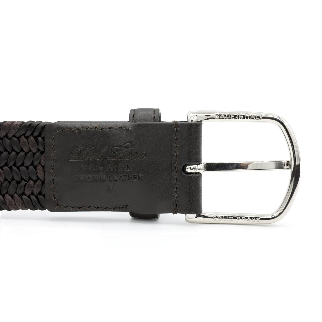 Men's Brown Leather Woven Belt by Del Toro Shoes