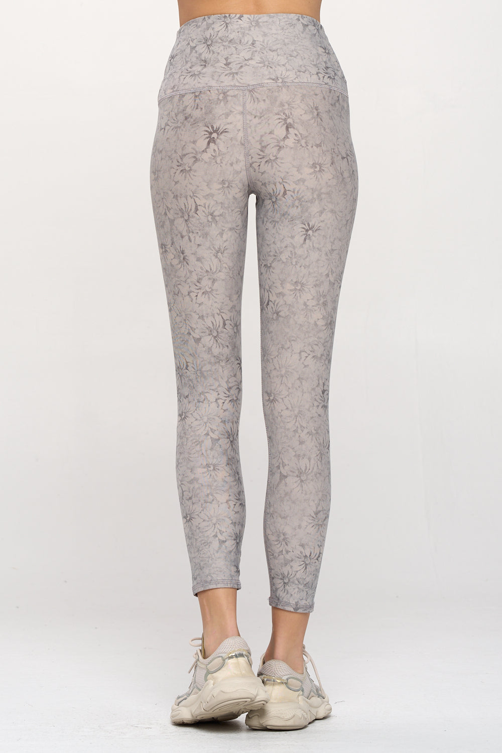 Mia - Dove Faded Floral Stamp 7/8 Legging (High-Waist) by EVCR