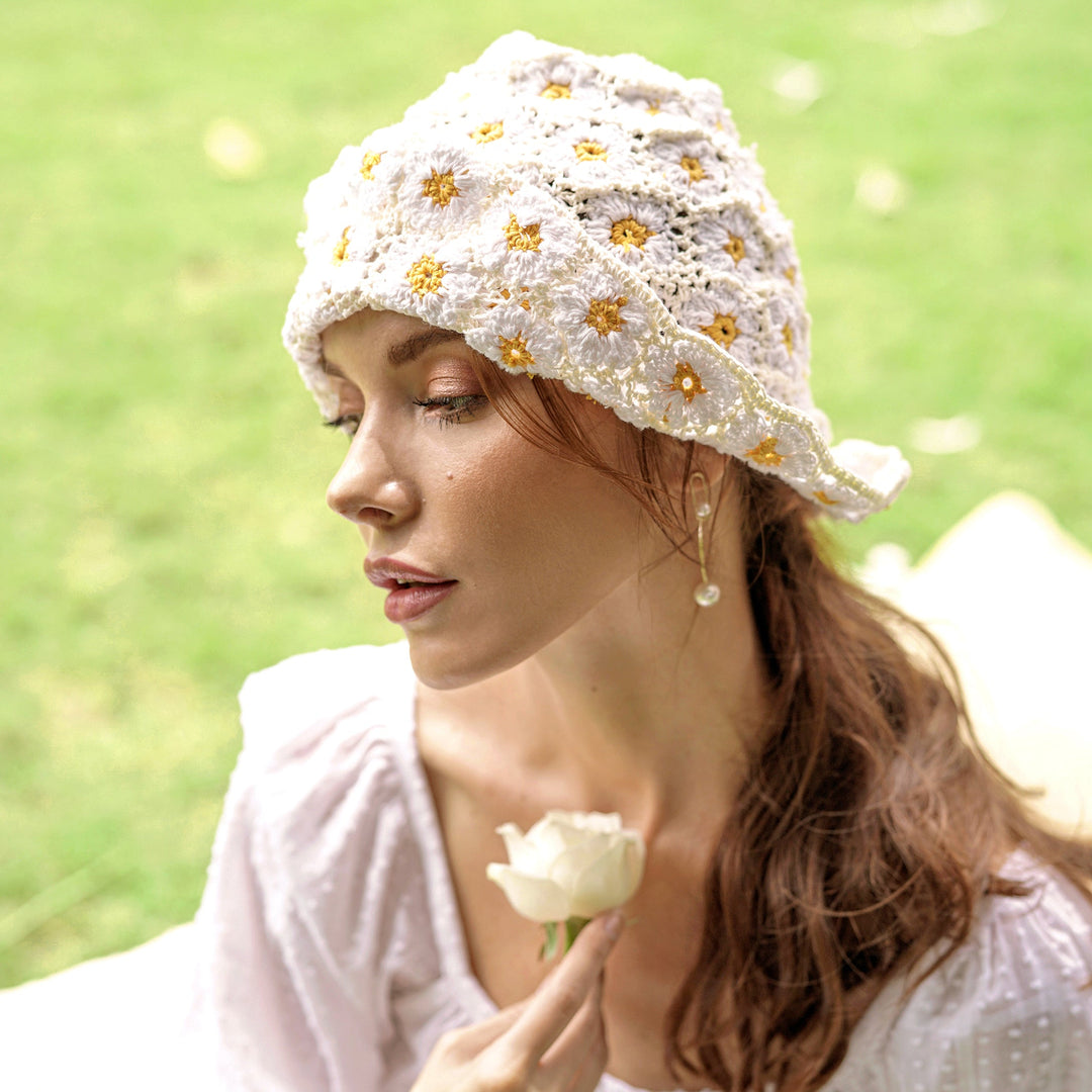 FLORA Crochet Hat, in Off White (Pre-order) by BrunnaCo