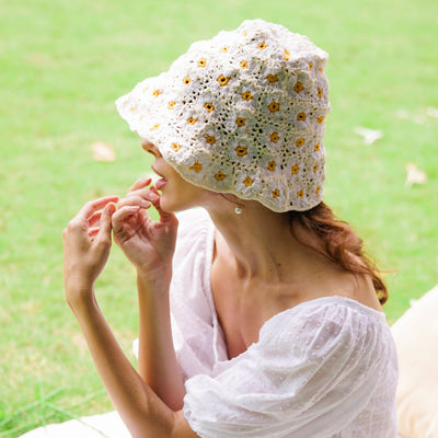 FLORA Crochet Hat, in Off White (Pre-order) by BrunnaCo