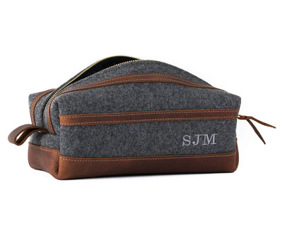 Felt & Leather Toiletry Bag by Lifetime Leather Co