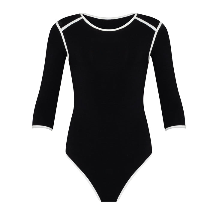 Girl Two tone Eco bodysuit in Black by BrunnaCo