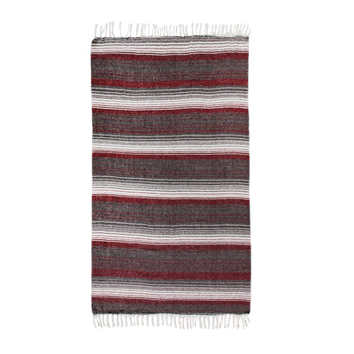 Traditional Mexican Blanket Stripe Pure Cotton Beach Throw (50"x70") by La'Hammam