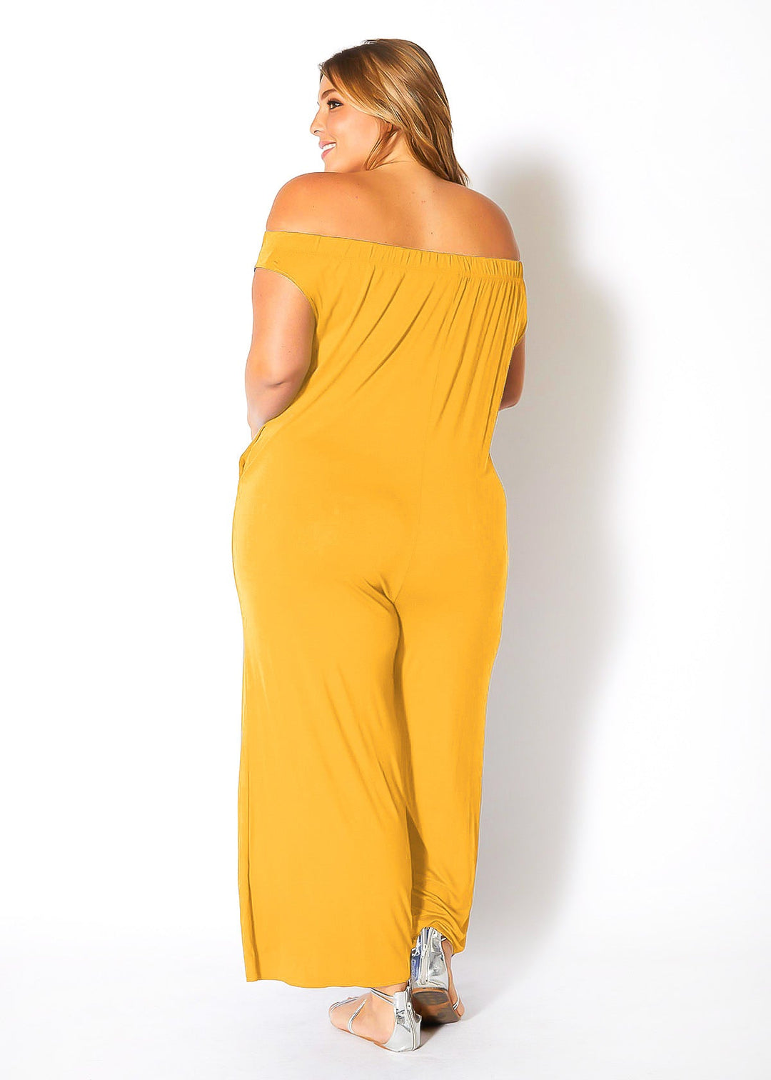 Plus Size Off Shoulder Wide Leg Jumpsuit by Shop at Konus