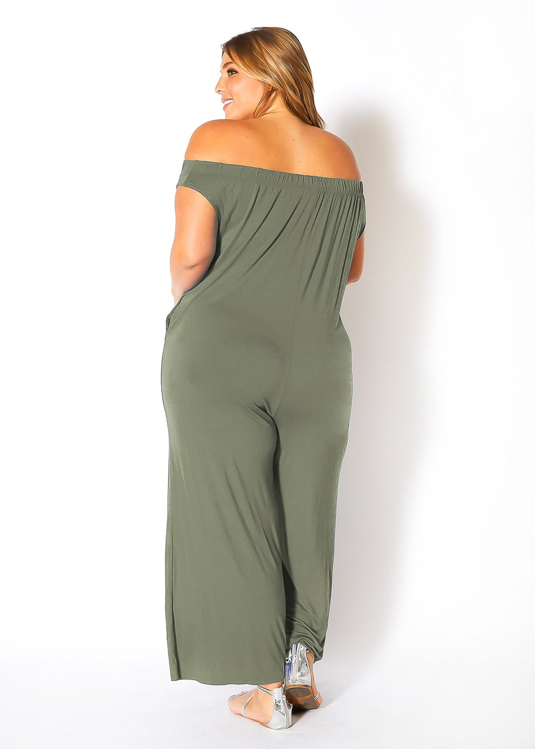 Plus Size Off Shoulder Wide Leg Jumpsuit by Shop at Konus