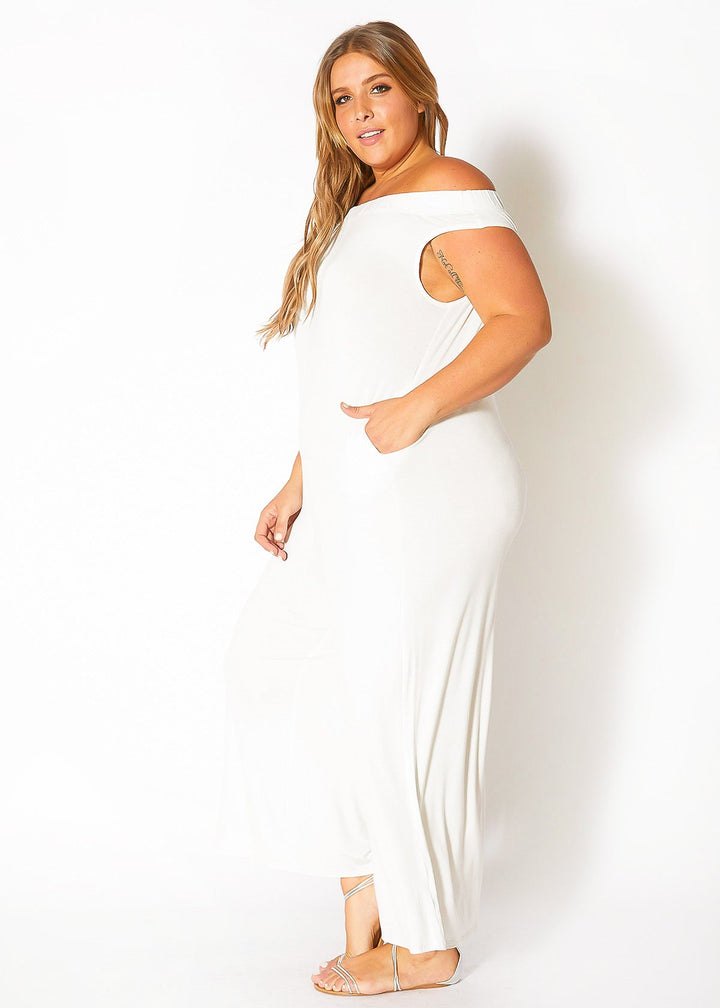 Plus Size Off Shoulder Wide Leg Jumpsuit by Shop at Konus