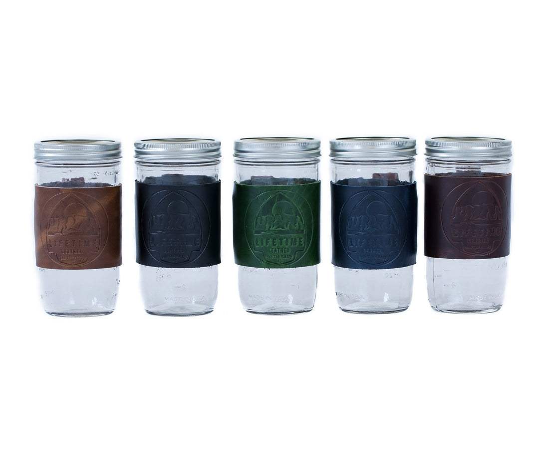 Leather Mason Jar Coozie by Lifetime Leather Co