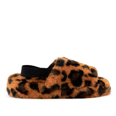 Women's Lisbon Faux Fur Slipper Leopard by Nest Shoes