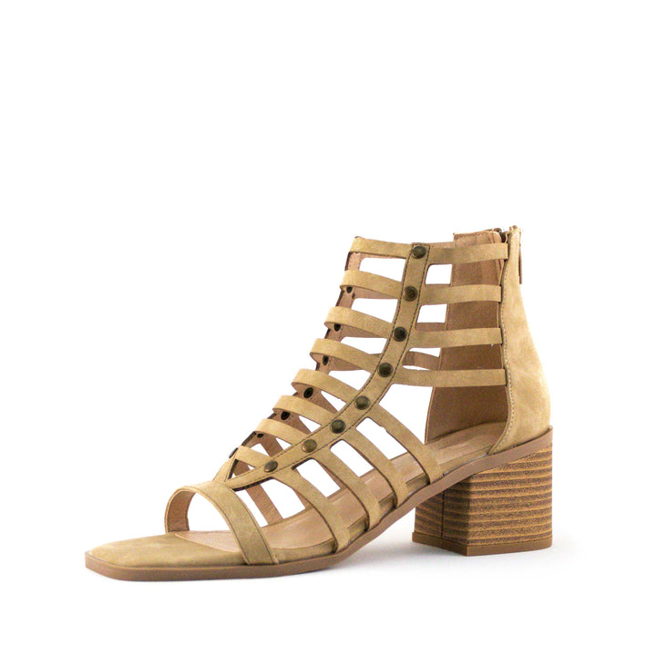 Women's Mina Strappy Block Heel Sandals Natural by Nest Shoes