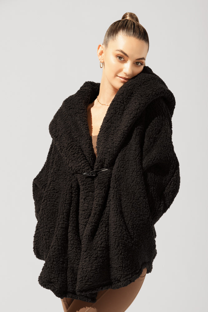 Faux Sherpa Cocoon Coat - Black by POPFLEX® – The Olde Soul