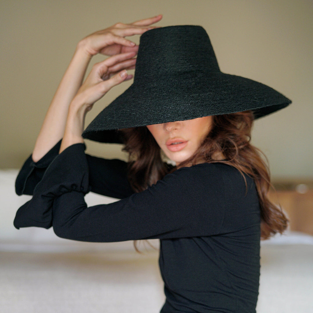 RIRI Jute Straw Hat, in Black by BrunnaCo