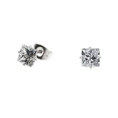 Stainless 6mm square cz stud earrings by Mia Bijoux