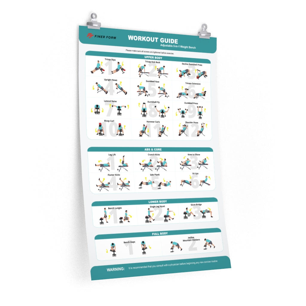 Workout Chart for 5-in-1 Bench by Finer Form