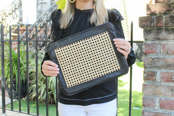 Crew Cane and Leather Laptop Case by POPPY + SAGE