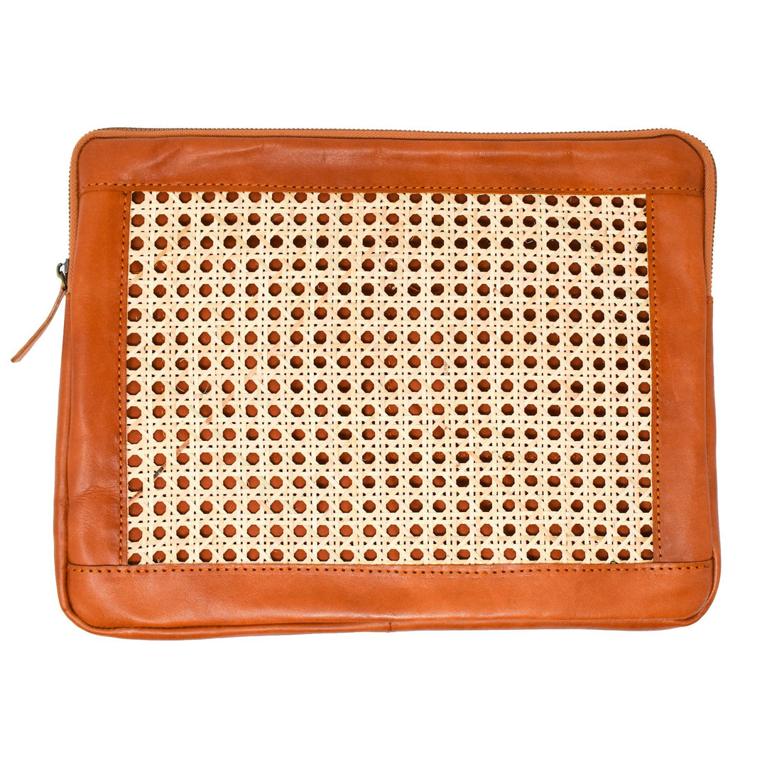 Crew Cane and Leather Laptop Case by POPPY + SAGE