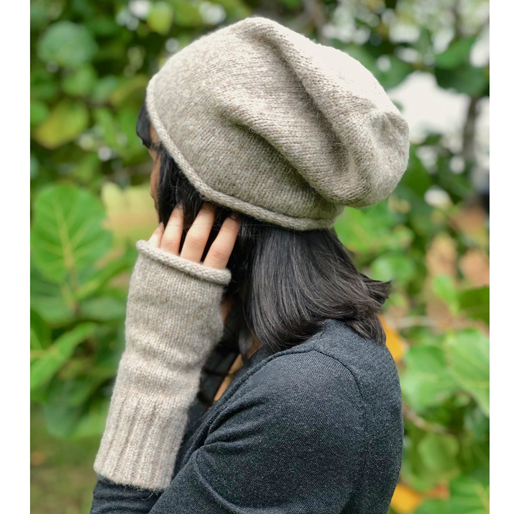 Beige Essential Knit Alpaca Beanie by SLATE + SALT