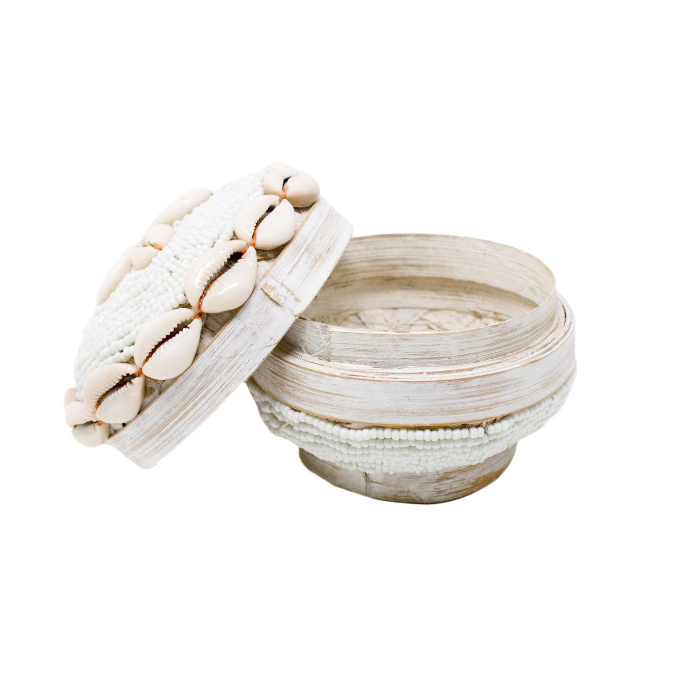 Gili Shell Bowl with Lid - White by POPPY + SAGE