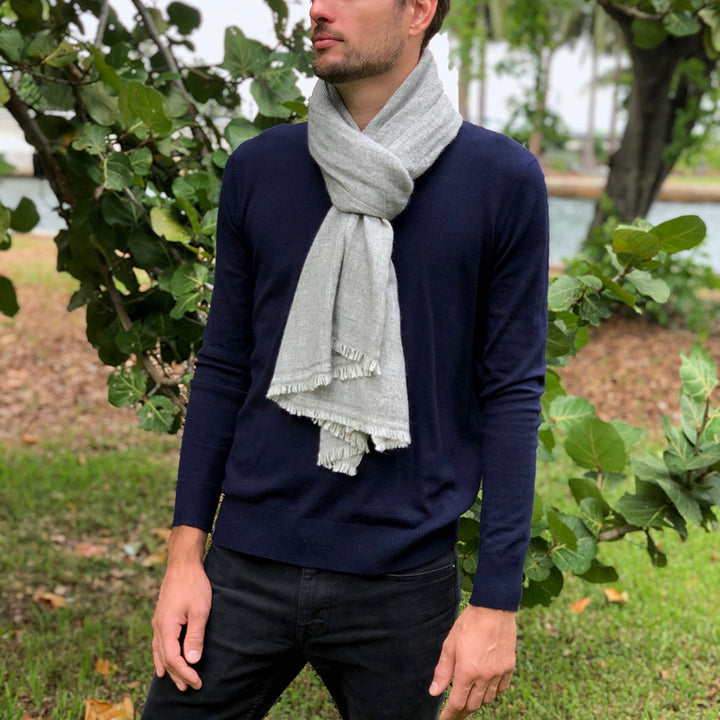 Gray Handloom Cashmere Scarf by SLATE + SALT