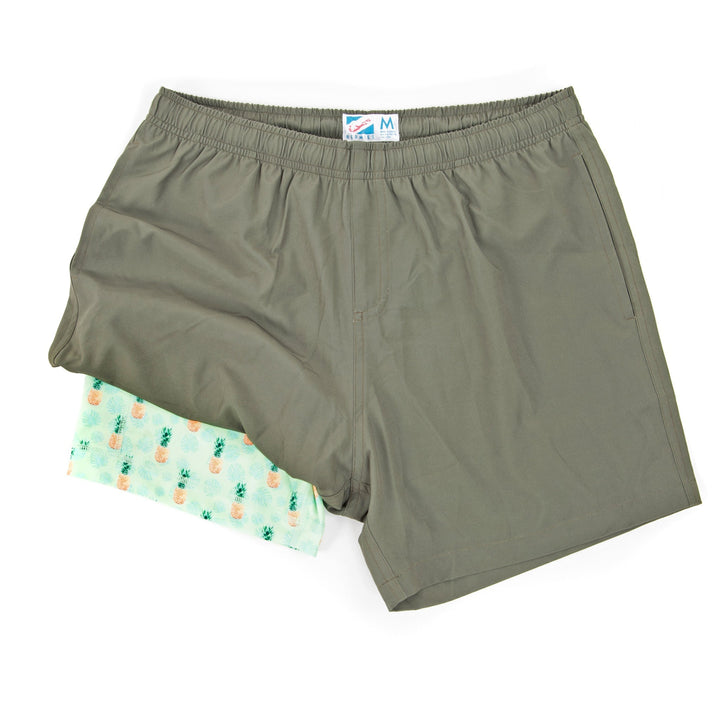 Performance Gym Short + Compression Liner - Green by Bermies Swimwear