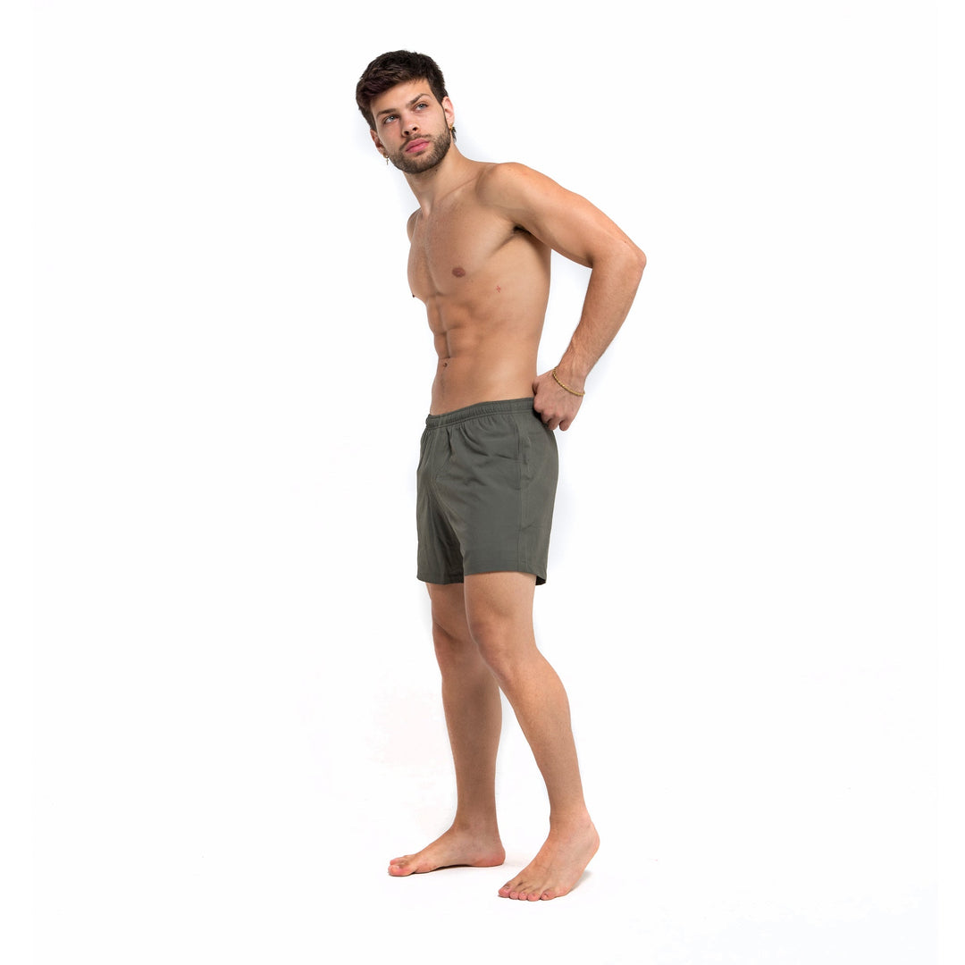 Performance Gym Short + Compression Liner - Green by Bermies Swimwear