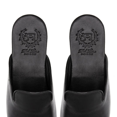 Men's Black Leather House Slipper by Del Toro Shoes