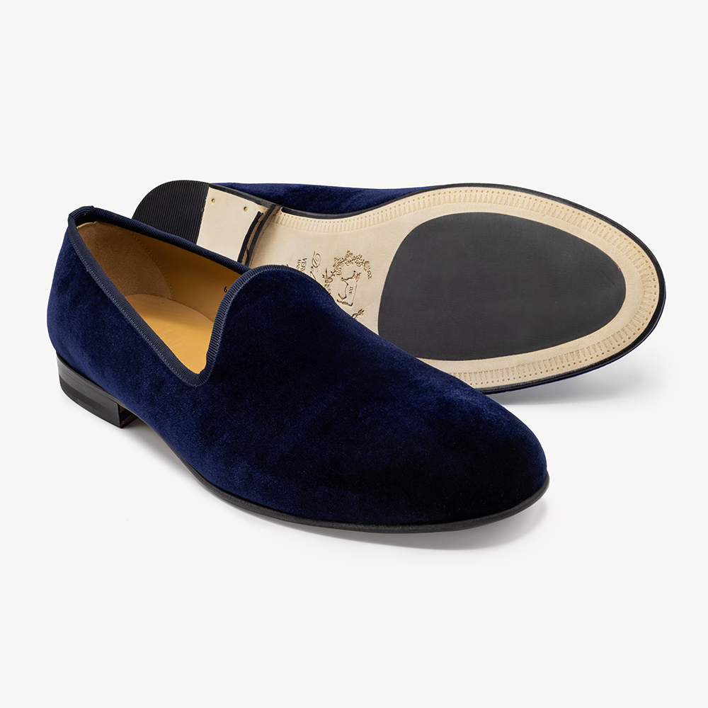 Men's Navy Velvet Slipper II by Del Toro Shoes