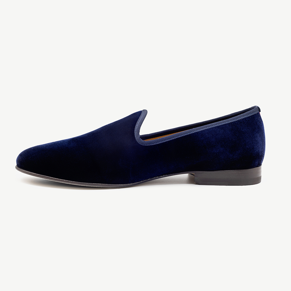 Men's Navy Velvet Slipper II by Del Toro Shoes